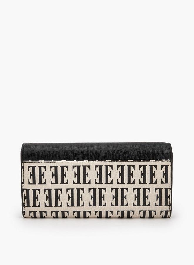 ELLE Monogram Print Wallet with Snap Button Closure - Image 4